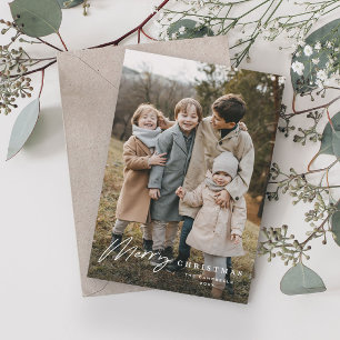 Simple Script 3 Photo Merry Christmas Holiday Card