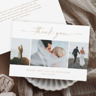 Simple Script 3  Photo Wedding  Thank You Card