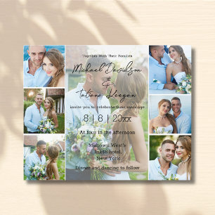 simple script 7 photos collage wedding invitation