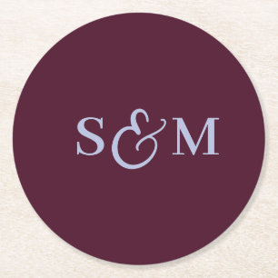 Simple Script Ampersand Monogram Wedding Round Paper Coaster