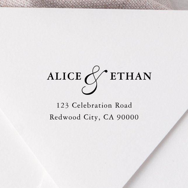 Simple Script Ampersand Wedding Return Address Self-inking Stamp (Creator Uploaded)