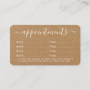 Simple Script Appointment Card - Rustic Kraft