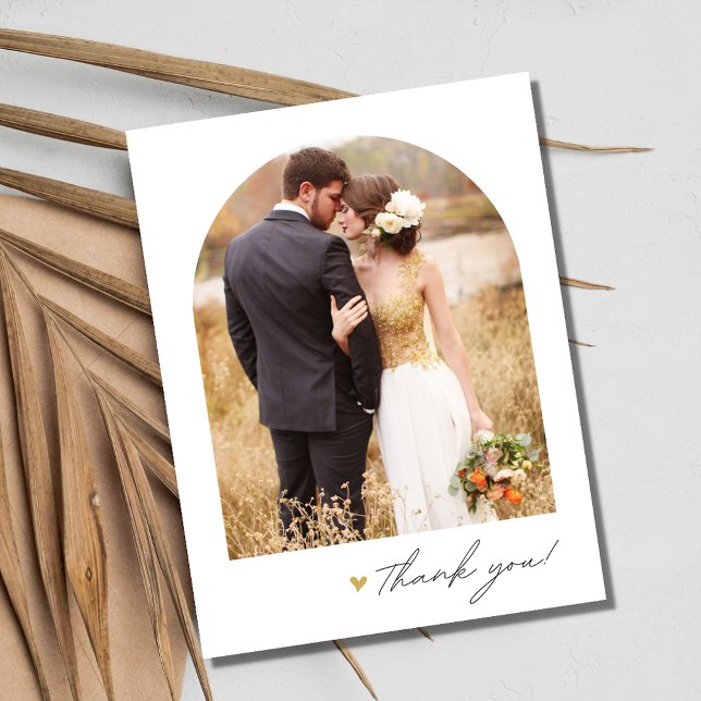 Simple Script Arch Photo Wedding Thank You Postcard (Simple Script Arch Photo Wedding Thank You Postcard)