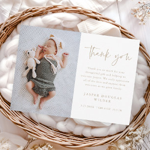 Simple Script Baby Photo Thank You Card