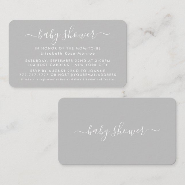 Simple Script - Baby Shower Ticket Invitation (Front/Back)