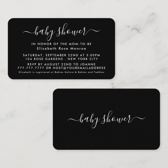Simple Script - Baby Shower Ticket Invitation (Front/Back)