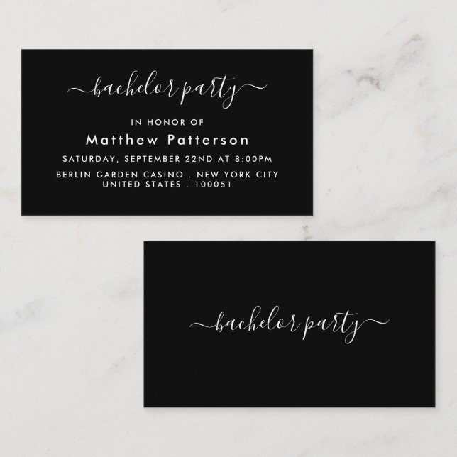 Simple Script - Bachelor Party Ticket Invitation (Front/Back)