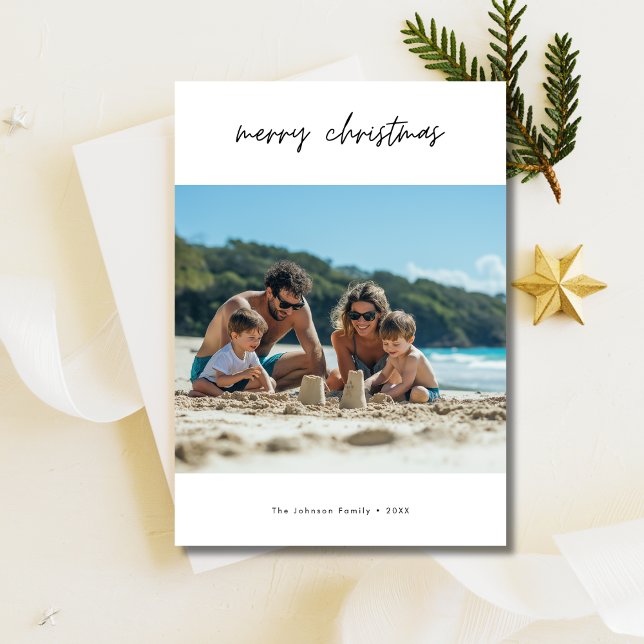 Simple Script Beach Christmas Photo Card (Creator Uploaded)