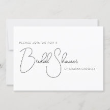 Simple Script Black and White Bridal Shower Invite