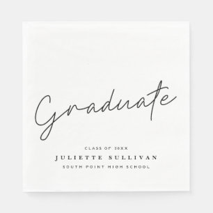 Simple Script Black and White Graduation Party Napkin