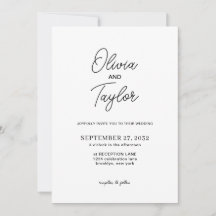 Simple Script Black and White Photo Wedding