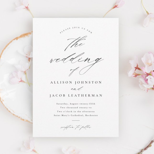 Simple Script Black and White Wedding Invitation (Creator Uploaded)