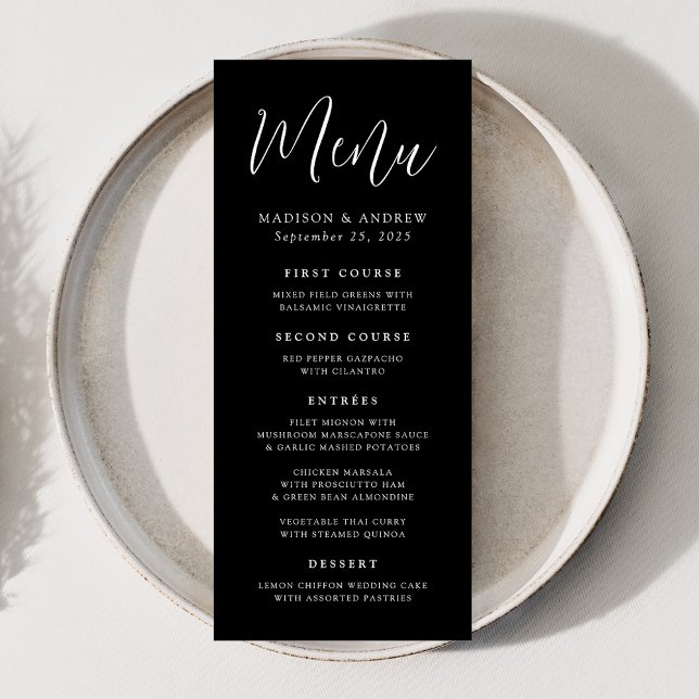 Simple Script Black and White Wedding Menu (Creator Uploaded)
