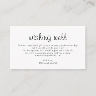 Simple script Black and white Wedding Wishing Well Enclosure Card