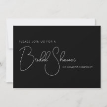 Simple Script Black Bridal Shower Invitation