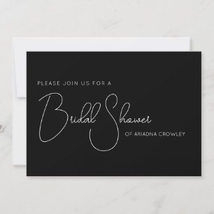 Simple Script Black Bridal Shower Invitation