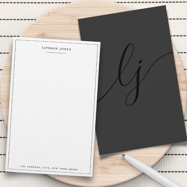 Simple Script Black Modern Personalised Stationery (Creator Uploaded)