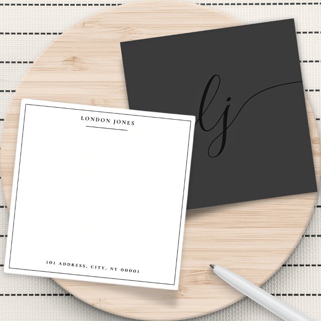 Simple Script Black Modern Personalised Stationery Card (Creator Uploaded)