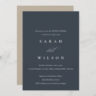 Simple Script Black Navy Couples Shower Invite