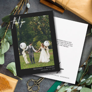 Simple Script Black Photo Modern Thank You Card