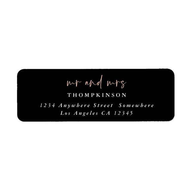 Simple Script Black Return Name Address Label (Front)