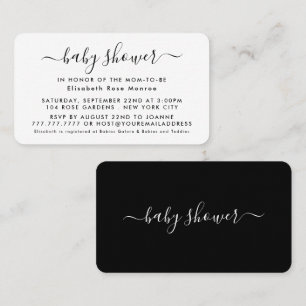 Simple Script - Black & White Baby Shower Invite