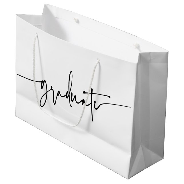 Simple Script Black White Graduate Gift Bag (Front Angled)