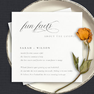 Simple Script Black White Wedding Fun Facts Napkin