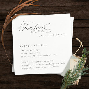 Simple Script Black White Wedding Fun Facts Napkin