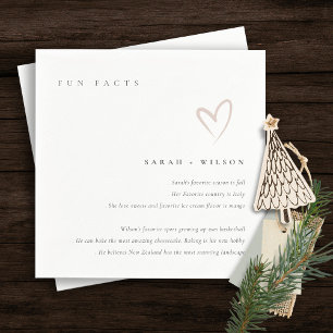 Simple Script Blush Heart Wedding Fun Facts Napkin