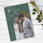 Simple Script Boho Arch Christmas Holiday Card<br><div class="desc">Simple  Script Boho Arch 1 Photo Christmas Holiday Card. The back has wildflower pattern. Click the personalise button to customise this design with your details.</div>