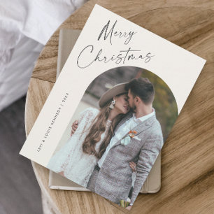 Simple Script Boho Arch Photo Christmas Magnet