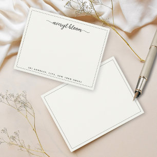 Simple Script Border Personalised Stationery Card