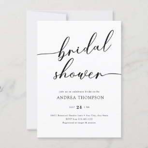 Simple Script Bridal Shower Invitation