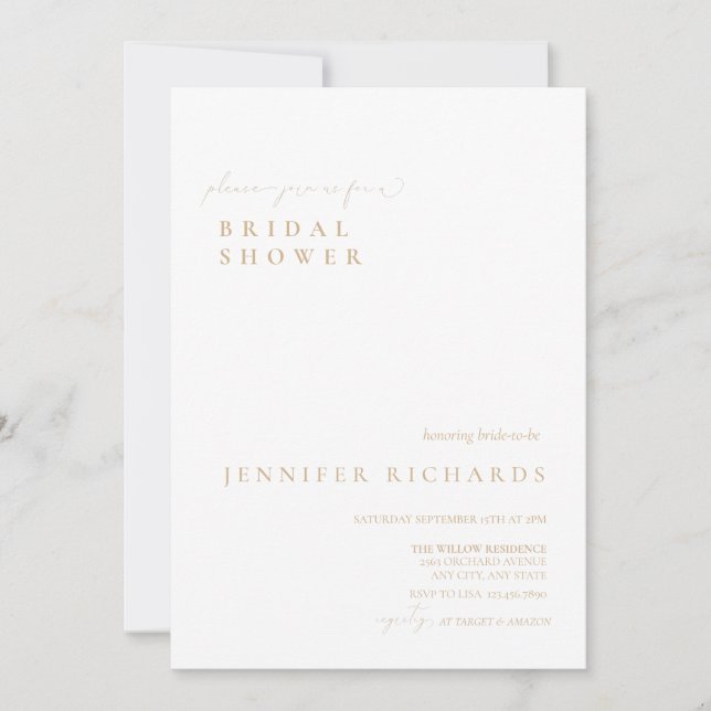 Simple Script Bridal Shower Invitation (Front)