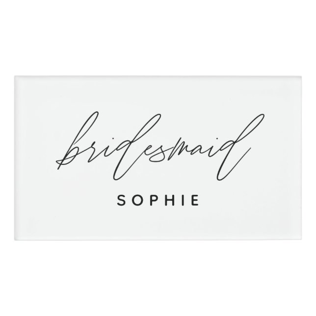 Simple Script Bridesmaid Personalised Name Custom Tag (Front)