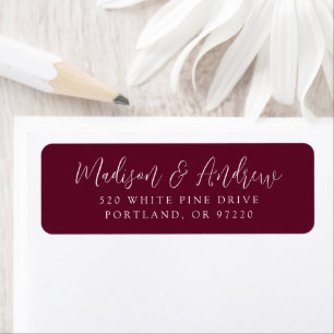 Simple Script Burgundy Return Address Label