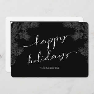 Simple Script Business Holiday Cards-black