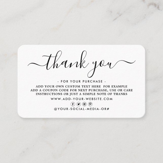 Simple Script Business Thank You Cards (Front)
