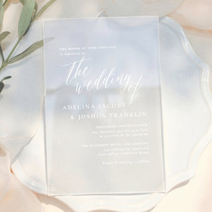 Simple Script Calligraphy Elegant Wedding Acrylic Invitations