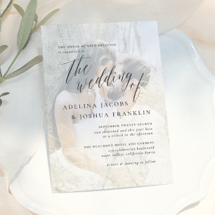 Simple Script Calligraphy Engagement Photo Wedding Invitation