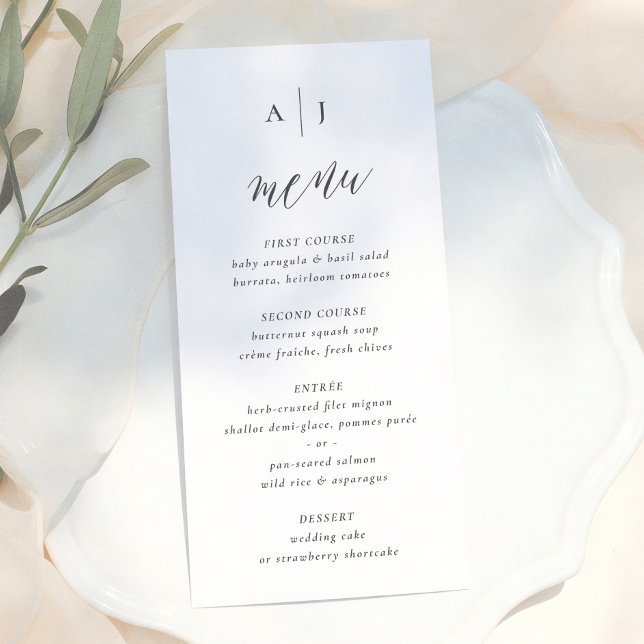 Simple Script Calligraphy Monogram Wedding Menu (Creator Uploaded)