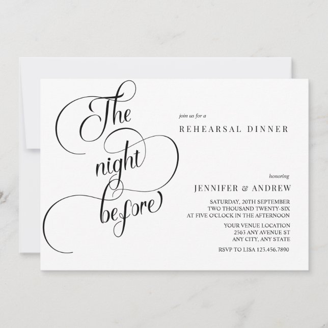 Simple Script Calligraphy | Rehearsal Dinner Invitation (Front)