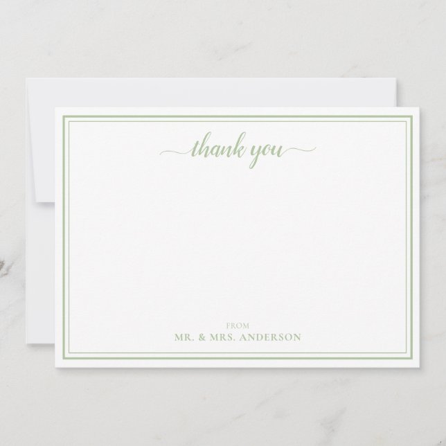 Simple Script Calligraphy Wedding Thank You Card (Front)