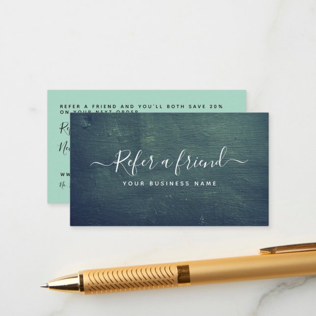 Simple Script Chalkboard - Referral Card (Front/Back In Situ)