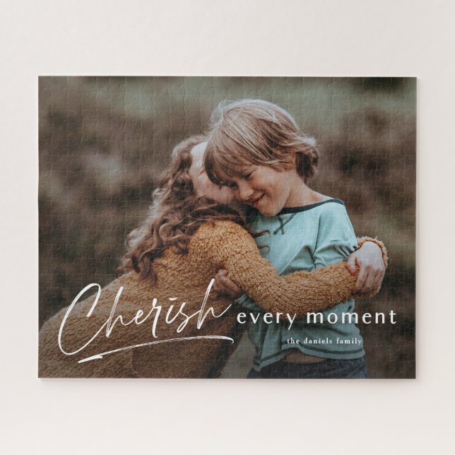 Simple Script Cherish Every Moment Photo Jigsaw Puzzle (Horizontal)