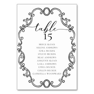 Simple Script Classic Wedding Table Number