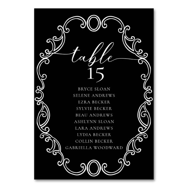 Simple Script Classic Wedding Table Number (Back)