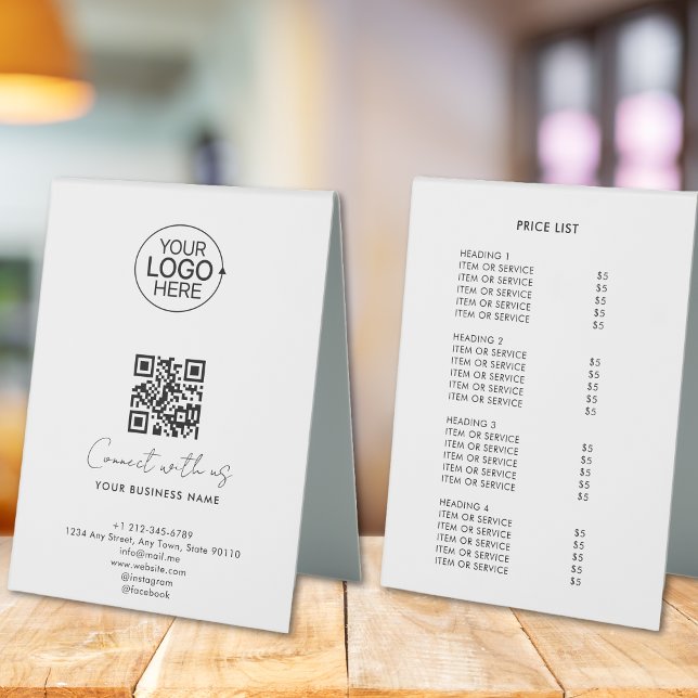 Simple Script Connect With Us Logo QR Code Promo (Simple Script Connect With Us Logo QR Code Promo Table Tent Sign)