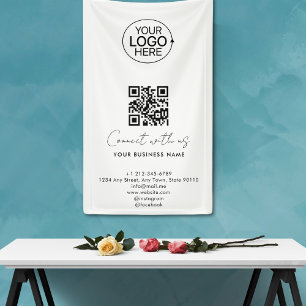 Simple Script Connect With Us Logo QR Code Promo Banner